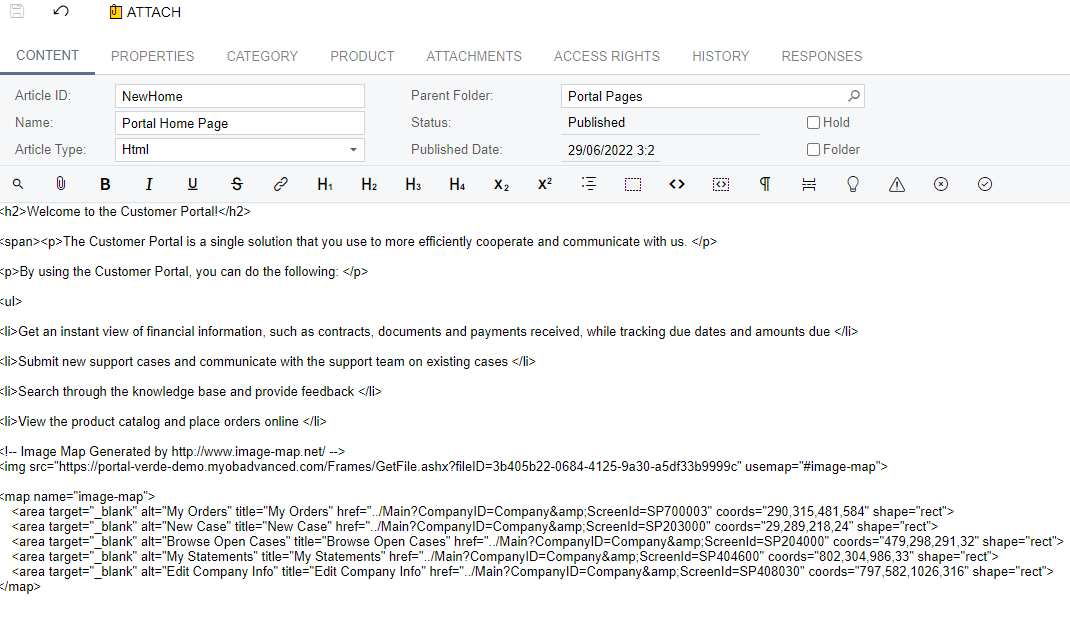 Editing the MYOB Acumatica Customer Portal Home Page