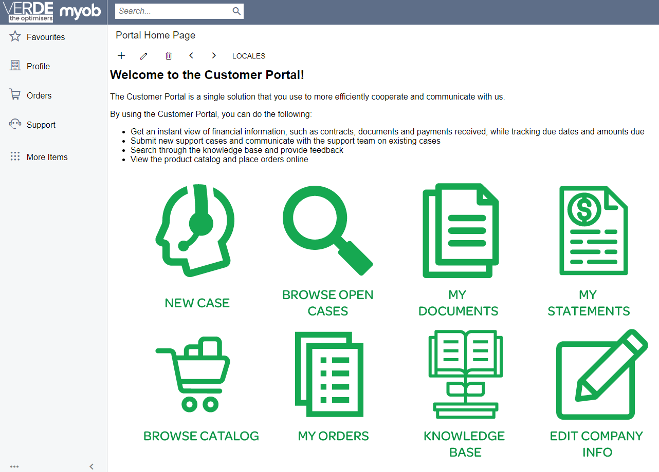 Editing the MYOB Acumatica Customer Portal Home Page
